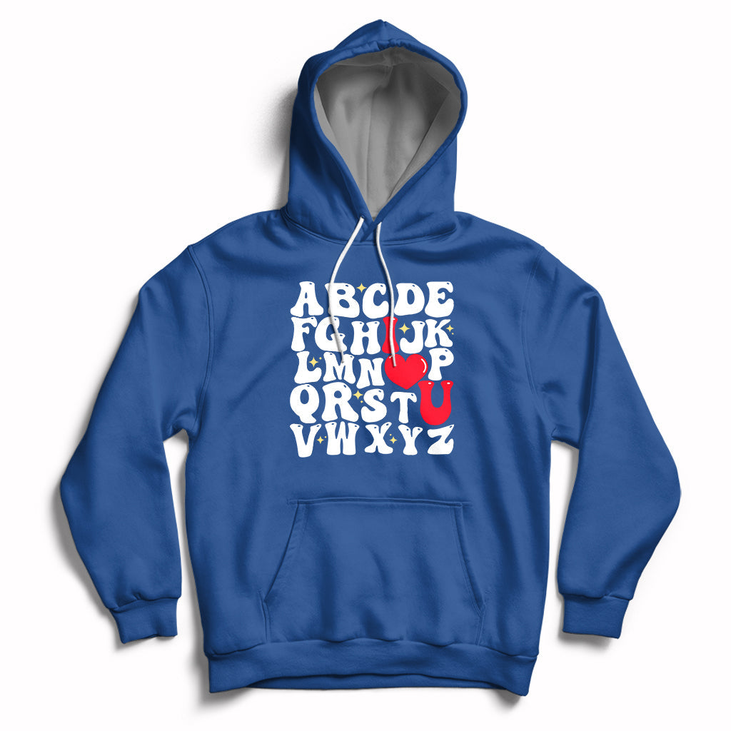 Alphabet Abc I Love You Valentines Day Heart Gifts Hoodie - Wonder Print Shop