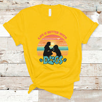Life Is Better With Dogs Paw Print Dog Lover Womens Girls T-Shirt - Wonder Print Shop