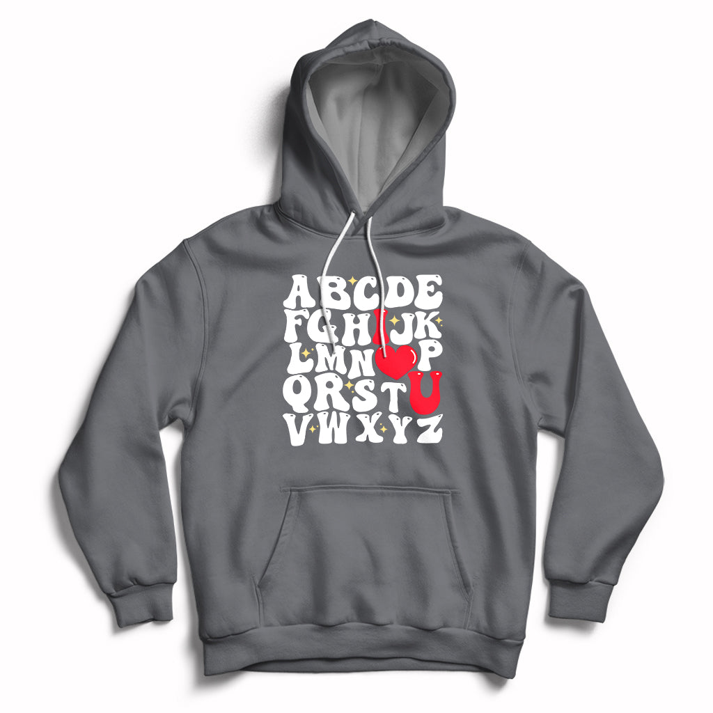 Alphabet Abc I Love You Valentines Day Heart Gifts Hoodie - Wonder Print Shop