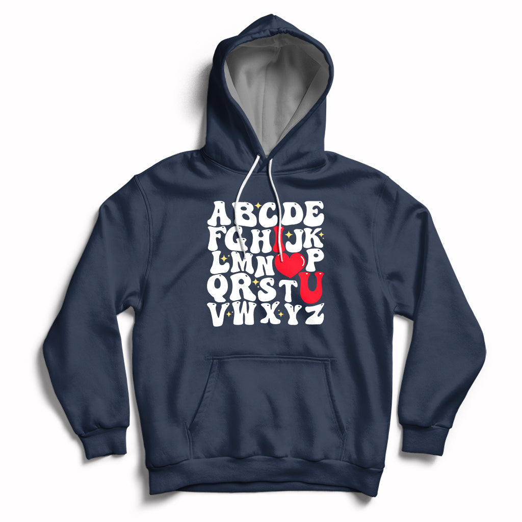 Alphabet Abc I Love You Valentines Day Heart Gifts Hoodie - Wonder Print Shop