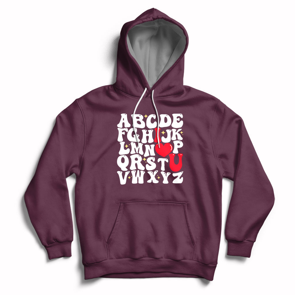 Alphabet Abc I Love You Valentines Day Heart Gifts Hoodie - Wonder Print Shop