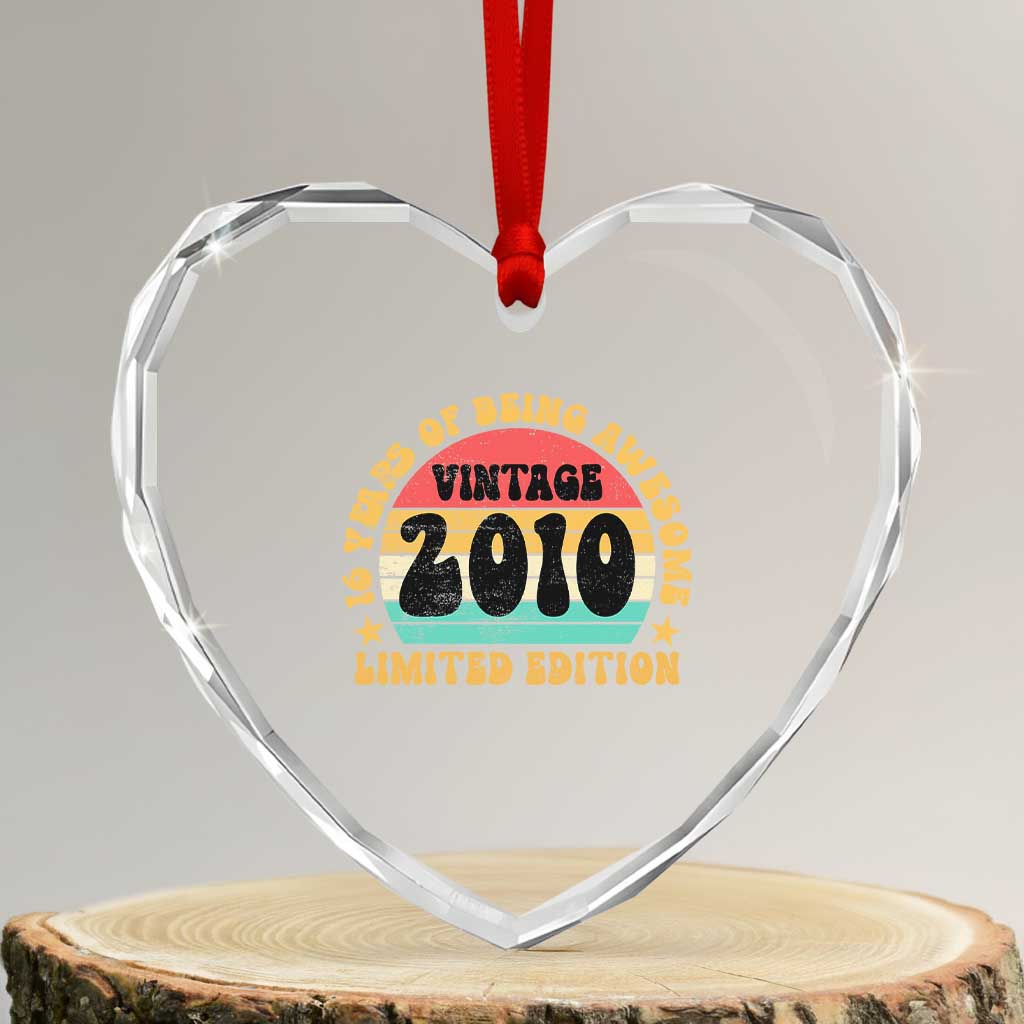 16th Birthday Heart Crystal Glass Ornament Vintage 16yr 2010 Limited Edition 16 Year Old Gift