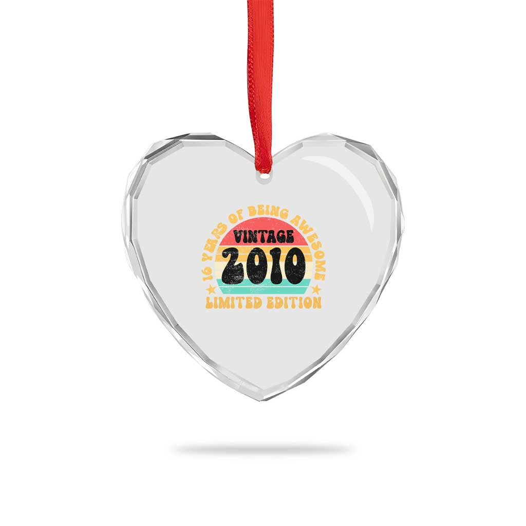 16th Birthday Heart Crystal Glass Ornament Vintage 16yr 2010 Limited Edition 16 Year Old Gift