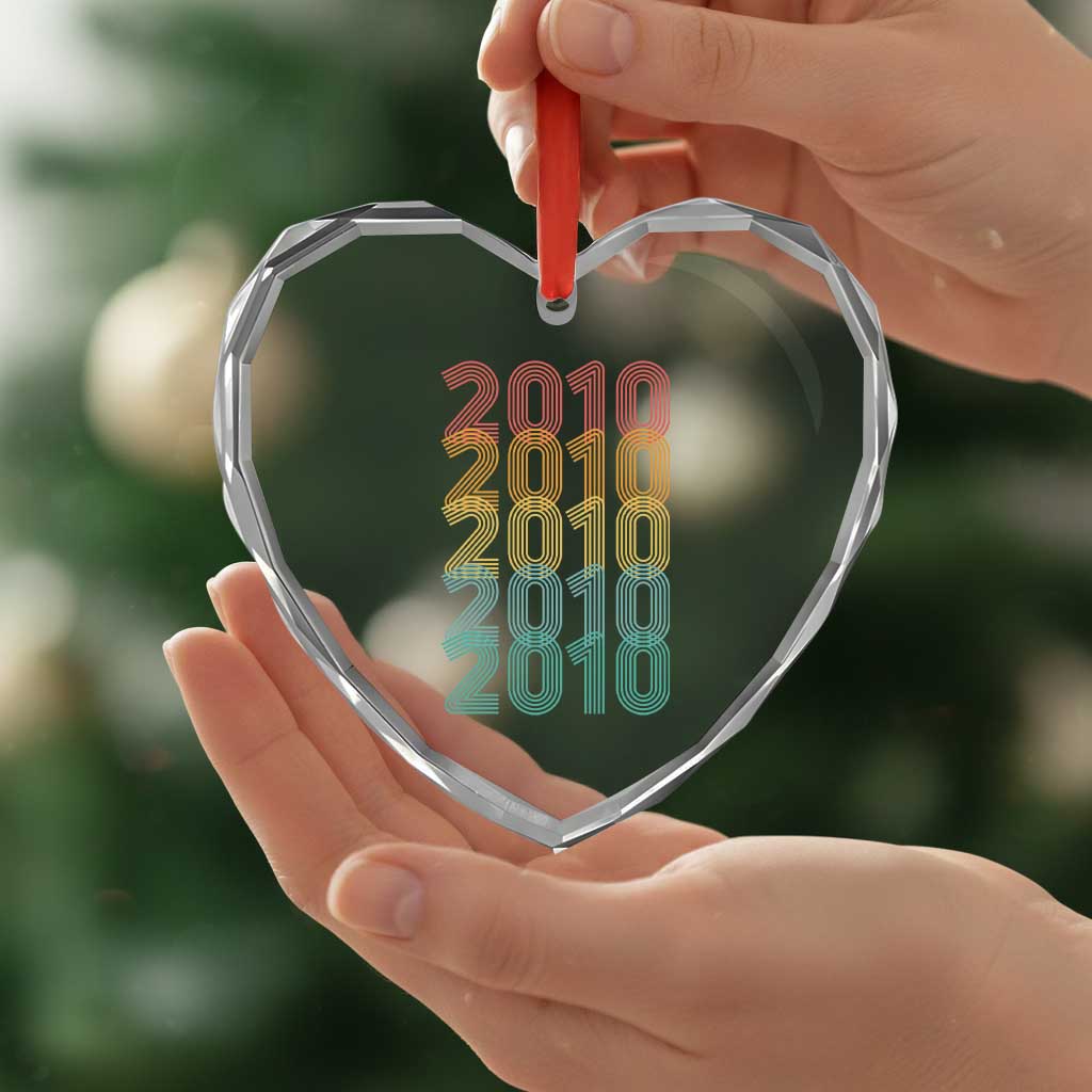16th Birthday Heart Crystal Glass Ornament Vintage 2010 Retro 16 Years Old Birthday