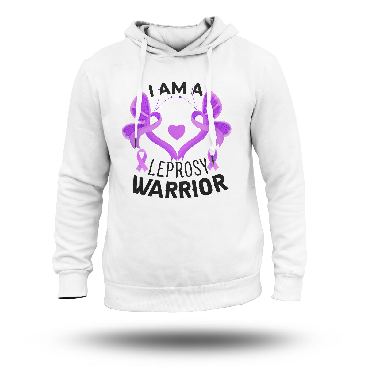 I Am A Leprosy Warrior Purple Ribbon with Butterfly, Awareness Hoodie - Wonder Print Shop