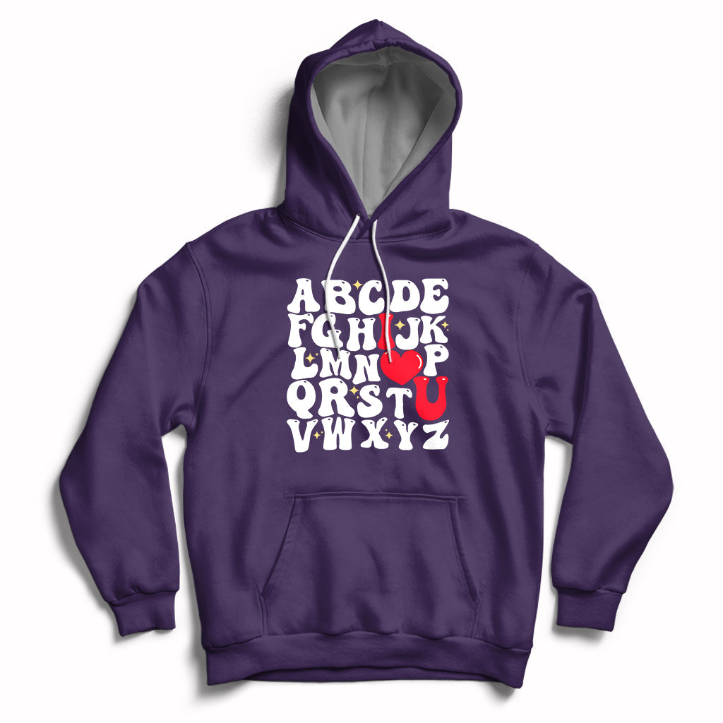 Alphabet Abc I Love You Valentines Day Heart Gifts Hoodie - Wonder Print Shop