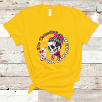 Messy Bun Skeleton No Valetine No Problem Anti Valentines T-Shirt - Wonder Print Shop