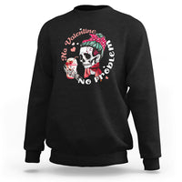 Messy Bun Skeleton No Valetine No Problem Anti Valentines Sweatshirt - Wonder Print Shop