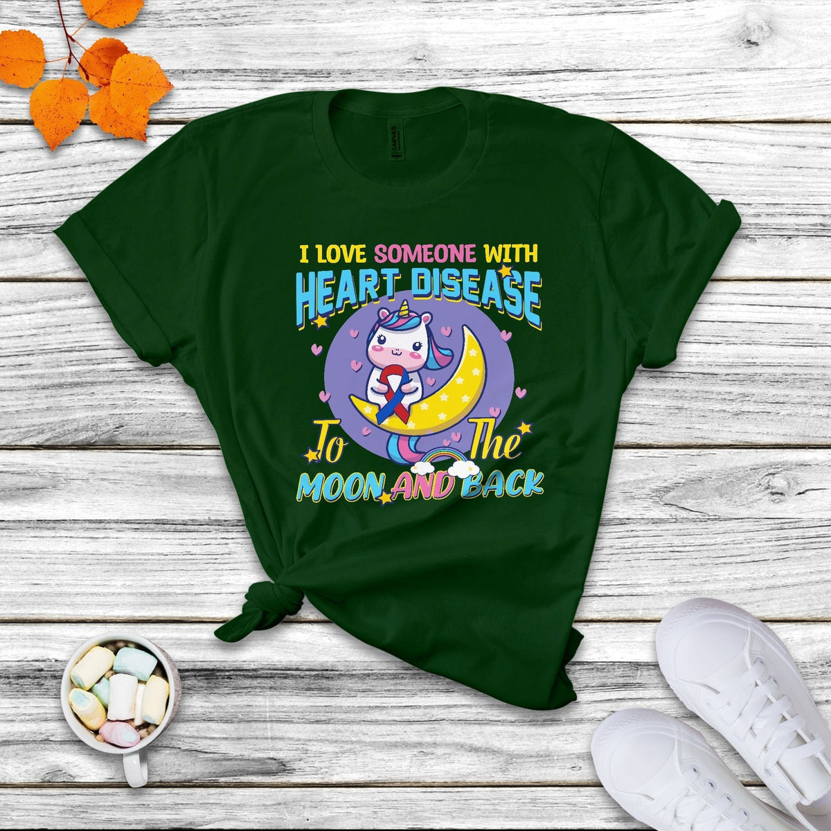 Unicorn I Love Someone With Heart Disease To The Moon & Back T Shirt - Wonder Print Shop