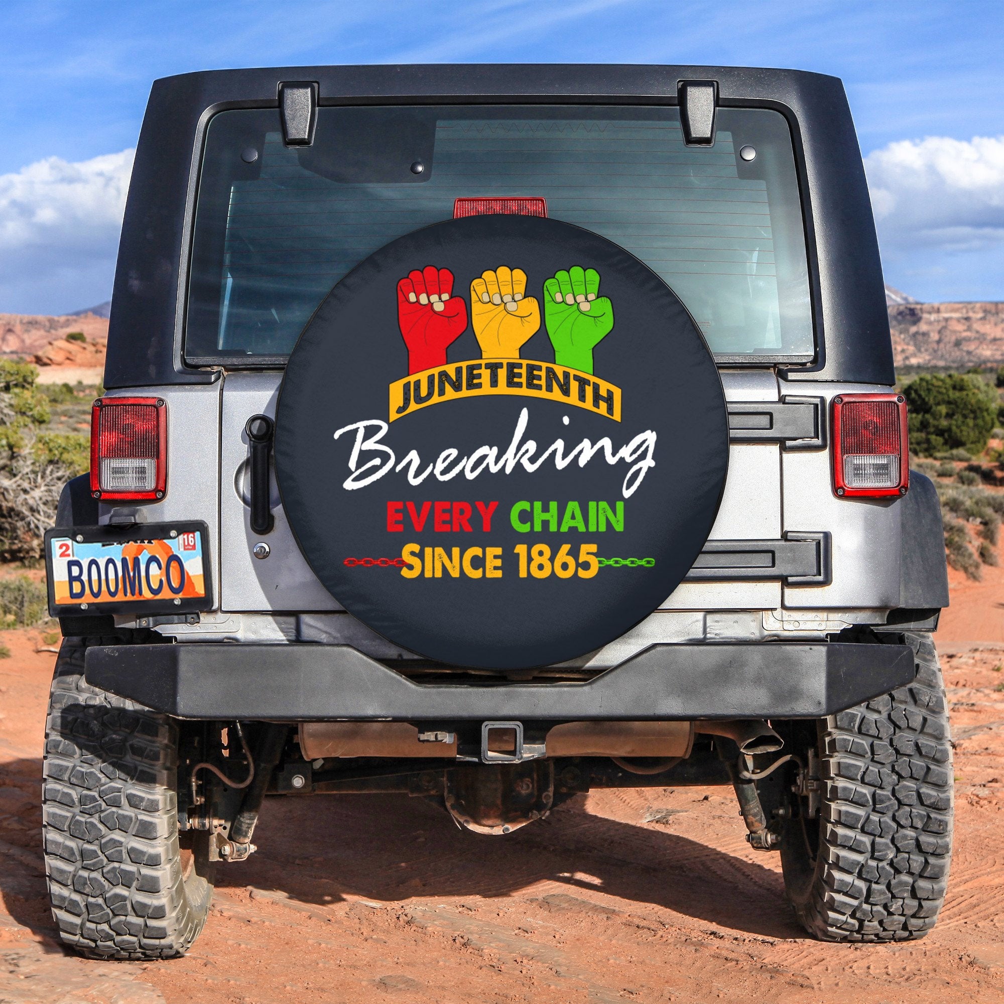 African Tire Covers - Juneteenth Spare Tire Cover Breaking Every Chain Since 1865 NO.174 LT8 - Wonder Print Shop