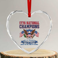1776 National Champions 250th Anniversary USA Heart Crystal Glass Ornament Land Of The Free Home Of The Brave