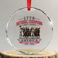 1776 National Champions Liberty Legends Vintage Crystal Glass Ornament Horseback Founding Fathers America 250th Anniversary