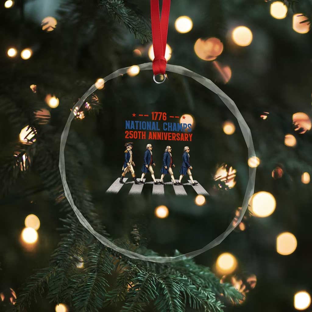 1776 National Champs Crystal Glass Ornament Funny Founding Father Roading Parody 4th of July
