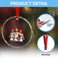 1776 National Champs Crystal Glass Ornament Patriotic Founding Fathers Basketball Undefeated America