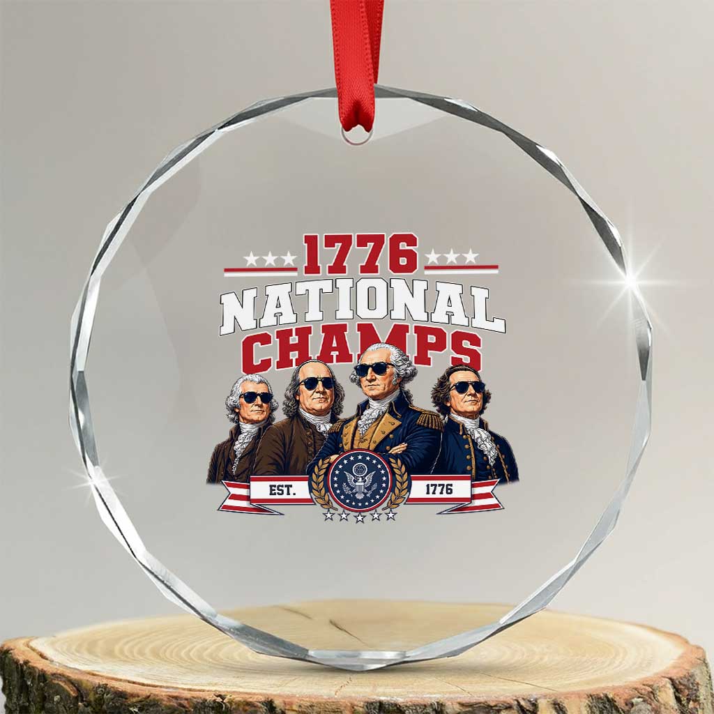 1776 National Champs Est 1776 Vintage Seal Crystal Glass Ornament Funny Cool Sunglasses Presidents and Founding Fathers Sports Style Patriotic