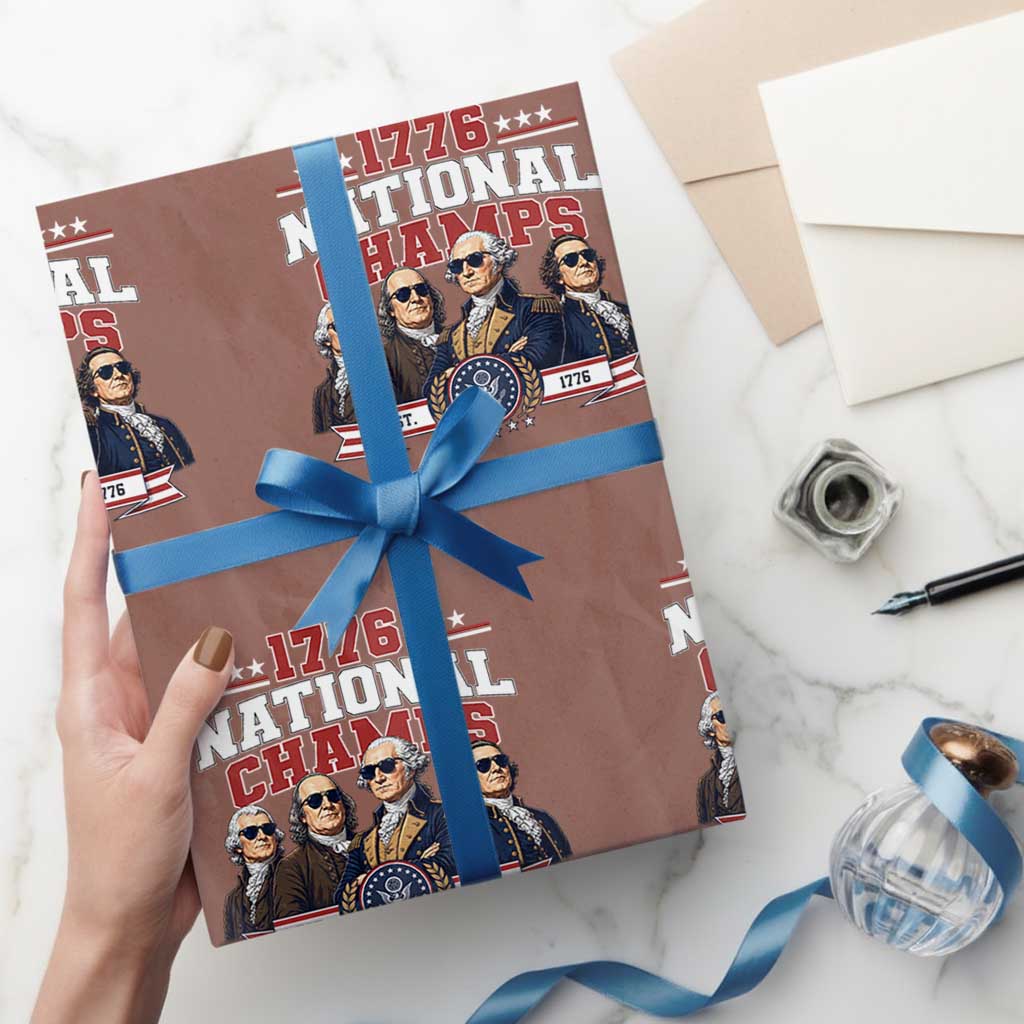 1776 National Champs Est 1776 Vintage Seal Wrapping Paper Roll Funny Cool Sunglasses Presidents and Founding Fathers Sports Style Patriotic