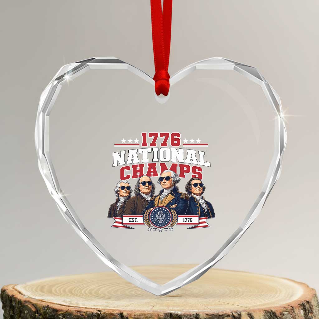 1776 National Champs Est 1776 Vintage Seal Heart Crystal Glass Ornament Funny Cool Sunglasses Presidents and Founding Fathers Sports Style Patriotic