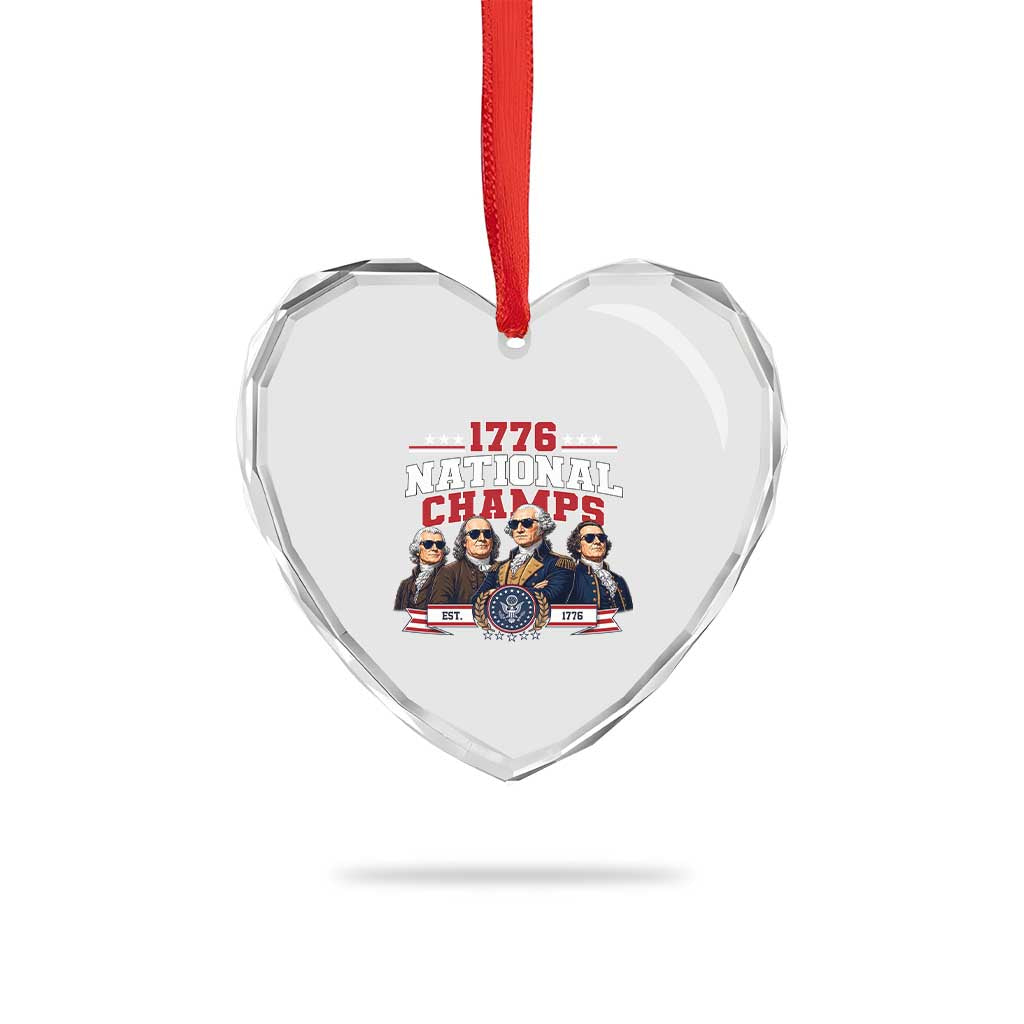 1776 National Champs Est 1776 Vintage Seal Heart Crystal Glass Ornament Funny Cool Sunglasses Presidents and Founding Fathers Sports Style Patriotic