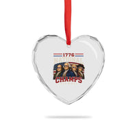 1776 National Champs Founding Father Heart Crystal Glass Ornament Funny 4th of July Patriotic