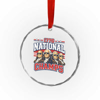 1776 National Champs Founding Fathers Graphic Crystal Glass Ornament Funny George Washington and Presidents Sunglasses Sports Style Patriotic