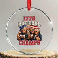 1776 National Champs Funny Founding Fathers Selfie Graphic Crystal Glass Ornament George Washington and Ben Franklin Cool Sunglasses Patriotic
