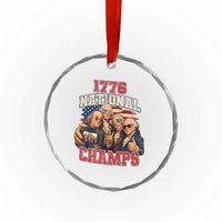 1776 National Champs Funny Founding Fathers Selfie Graphic Crystal Glass Ornament George Washington and Ben Franklin Cool Sunglasses Patriotic