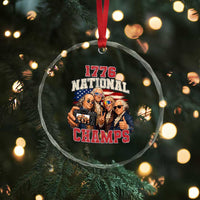1776 National Champs Funny Founding Fathers Selfie Graphic Crystal Glass Ornament George Washington and Ben Franklin Cool Sunglasses Patriotic