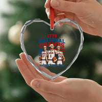 1776 National Champs Heart Crystal Glass Ornament Patriotic Founding Fathers Basketball Undefeated America