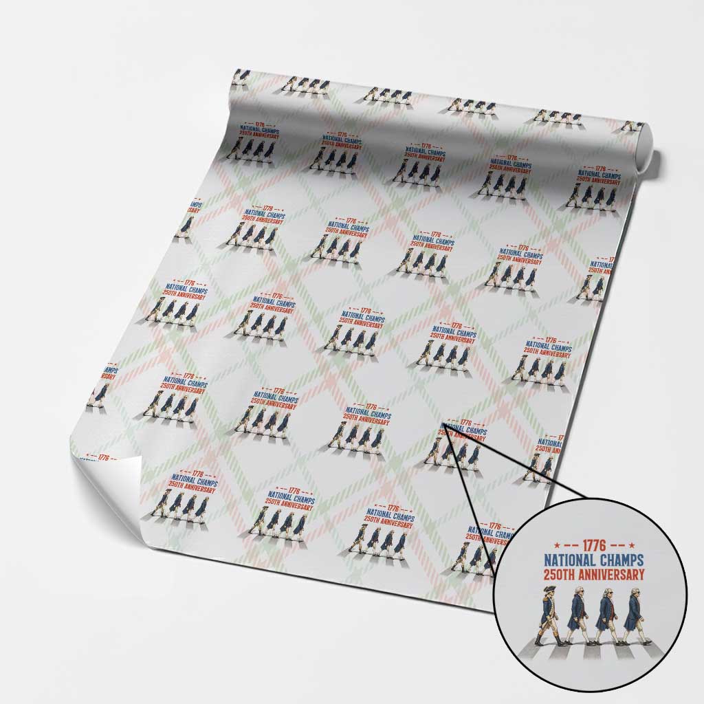 1776 National Champs Wrapping Paper Roll Funny Founding Father Roading Parody 4th of July