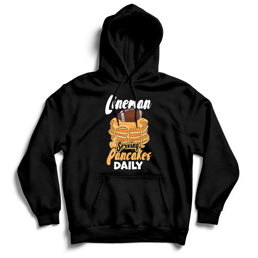 Lineman Serving Pancake Daily Funny Vintage Football Hoodie - Wonder Print Shop