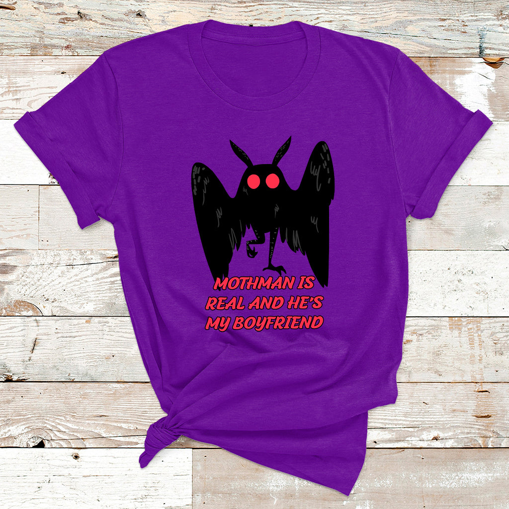 Mothman Is Real And He's My Boyfriends Funny Mothman Meme T Shirt - Wonder Print Shop