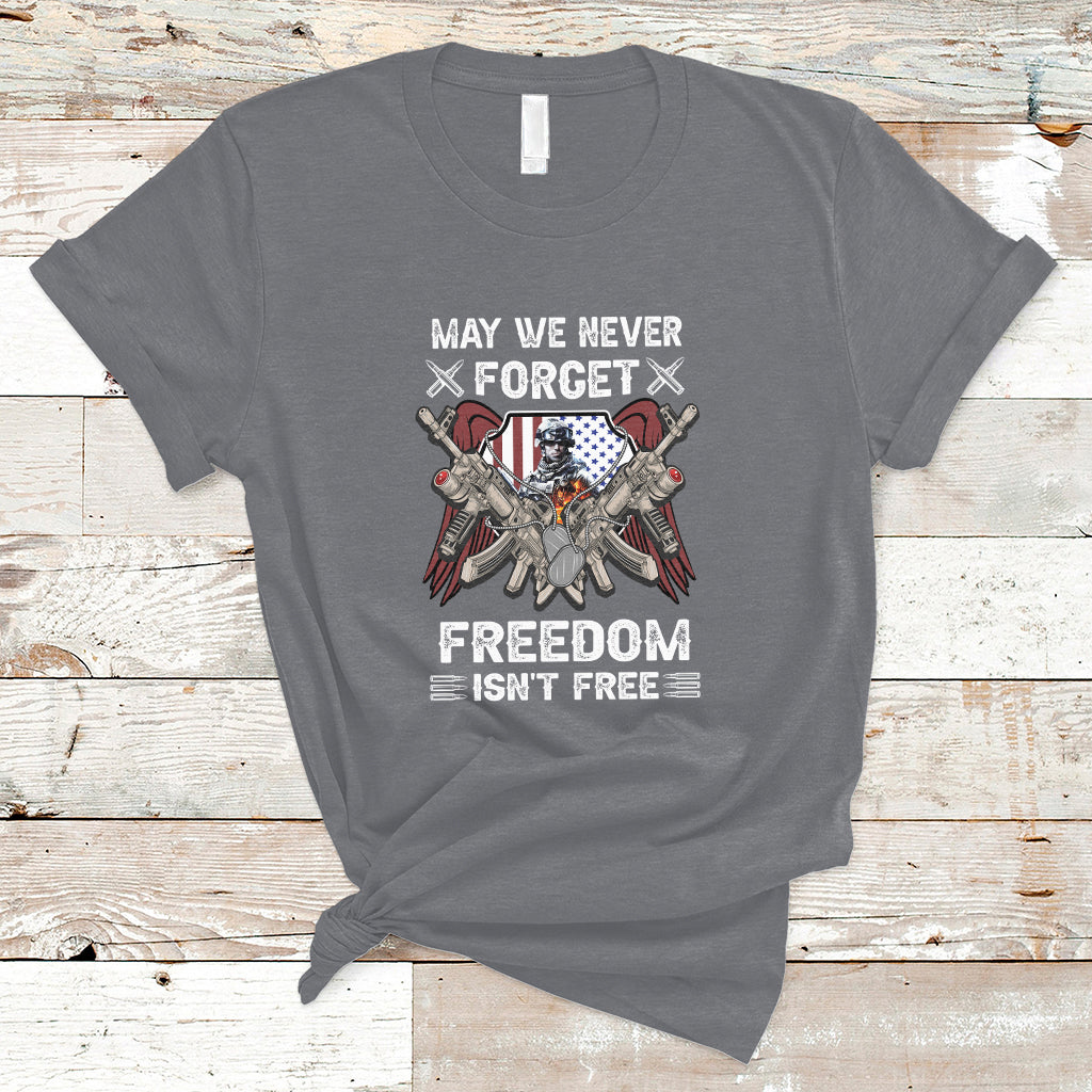May We Never Forget Freedom Is Not Free US Alumni Veterans T-Shirt - Wonder Print Shop