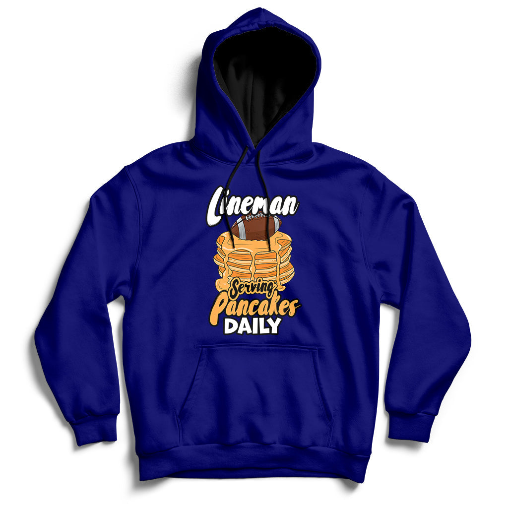 Lineman Serving Pancake Daily Funny Vintage Football Hoodie - Wonder Print Shop