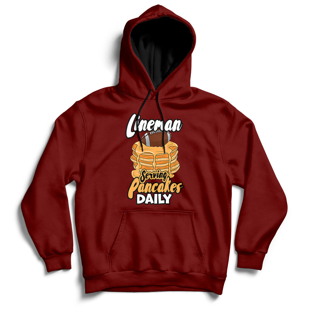 Lineman Serving Pancake Daily Funny Vintage Football Hoodie - Wonder Print Shop