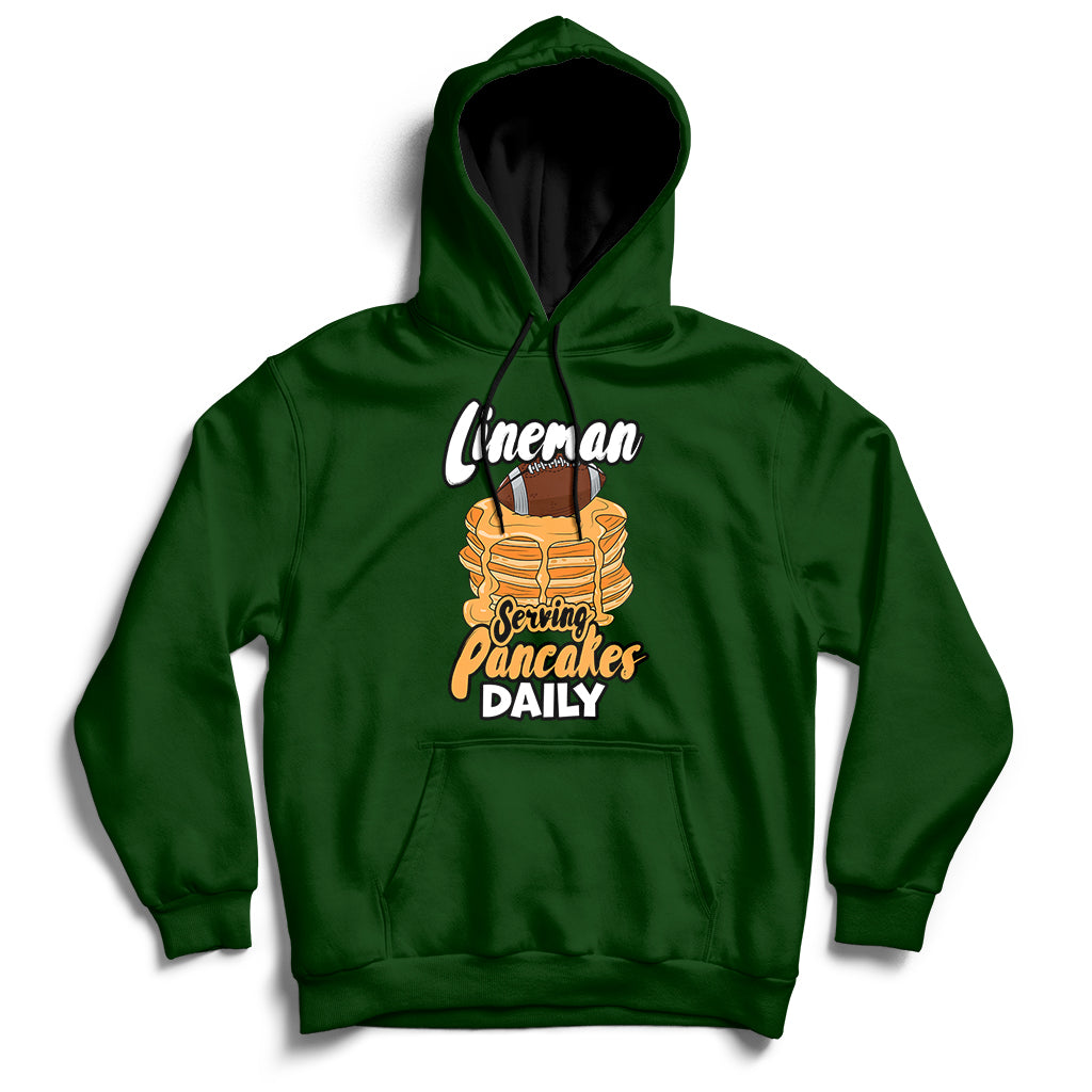 Lineman Serving Pancake Daily Funny Vintage Football Hoodie - Wonder Print Shop