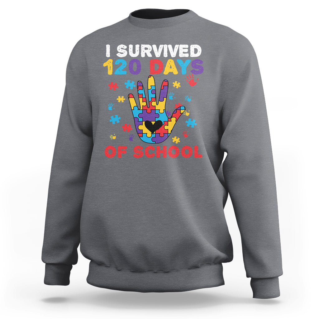 I Survived Of School Funny 120 Days Survivor Students Teachers Sweatshirt - Wonder Print Shop