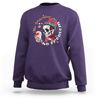 Messy Bun Skeleton No Valetine No Problem Anti Valentines Sweatshirt - Wonder Print Shop