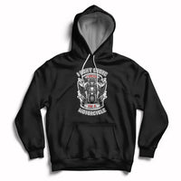 Black motorcycle graphic hoodie with front pocket and adjustable drawstring hood