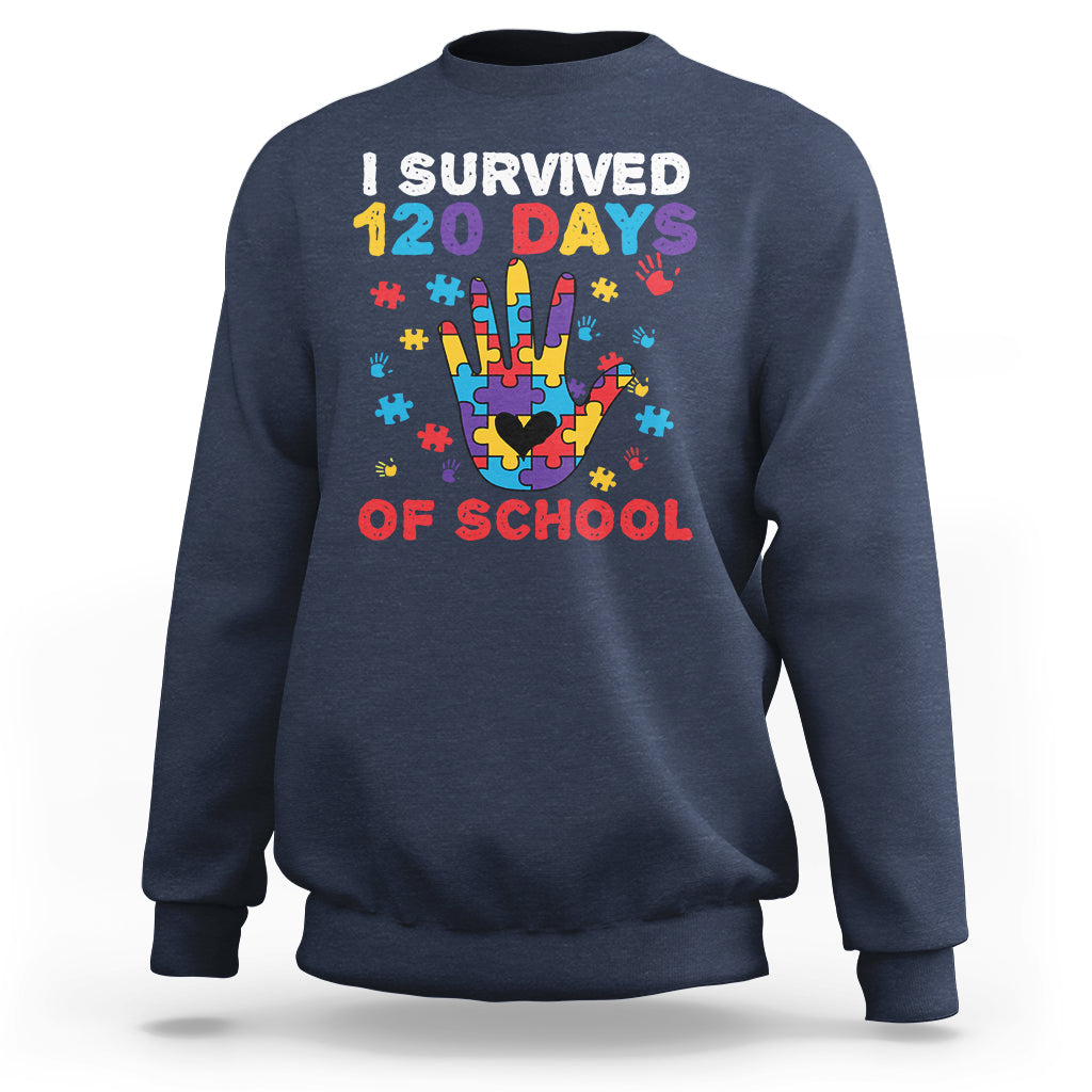 I Survived Of School Funny 120 Days Survivor Students Teachers Sweatshirt - Wonder Print Shop