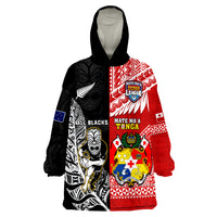 (Custom Personalised) Mate Maa Tonga And All Black Rugby Wearable Blanket Hoodie Polynesian Mix NZ Maori Fern - Wonder Print Shop