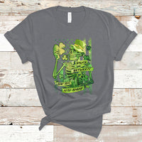 Stuck Between IDK IDC And IDGAF St Patrick's Day Green Flag Skull Skeleton T-Shirt - Wonder Print Shop