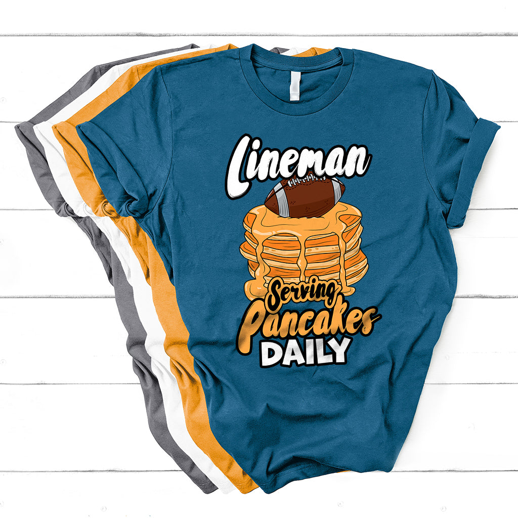 Lineman Serving Pancake Daily Funny Vintage Football T Shirt - Wonder Print Shop