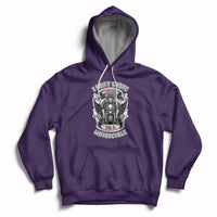 Purple motorcycle graphic hoodie with front pocket and adjustable drawstring hood
