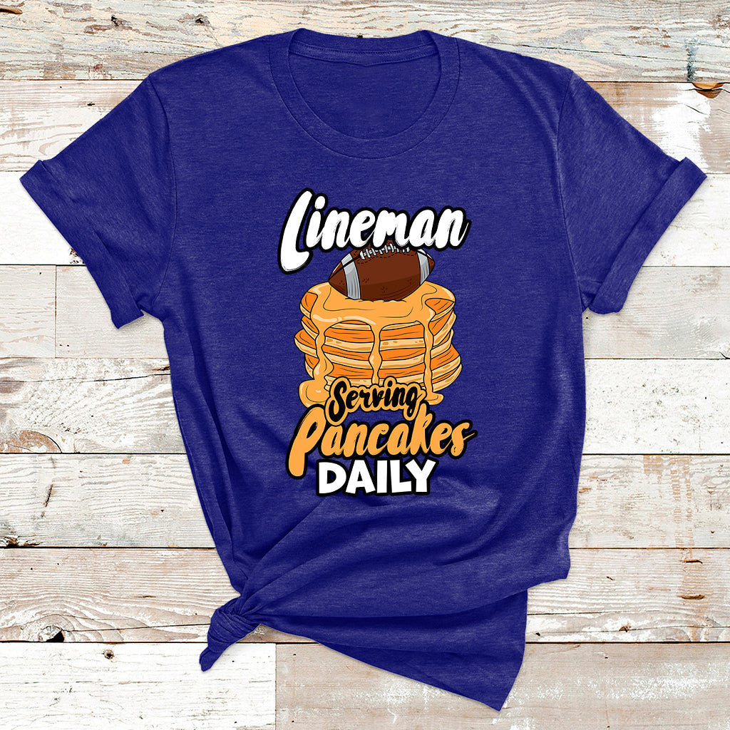 Lineman Serving Pancake Daily Funny Vintage Football T Shirt - Wonder Print Shop