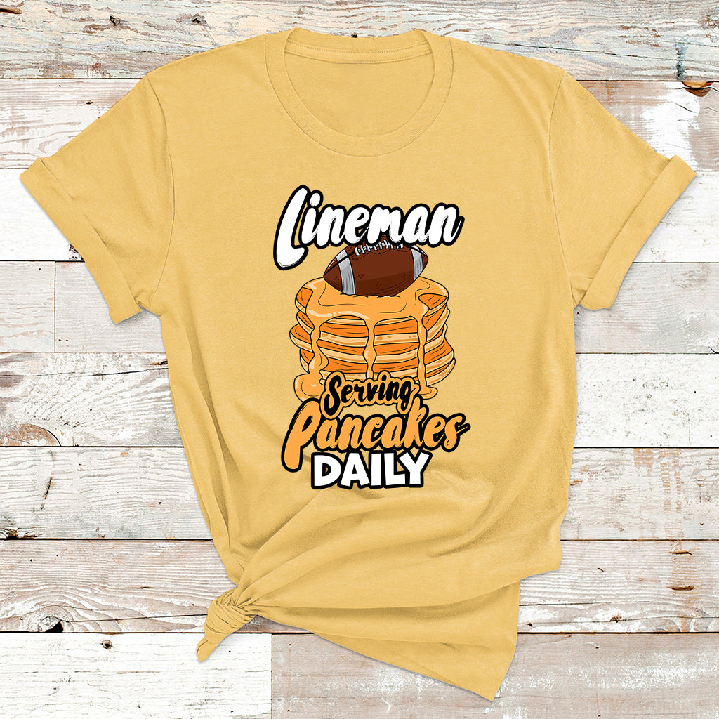 Lineman Serving Pancake Daily Funny Vintage Football T Shirt - Wonder Print Shop