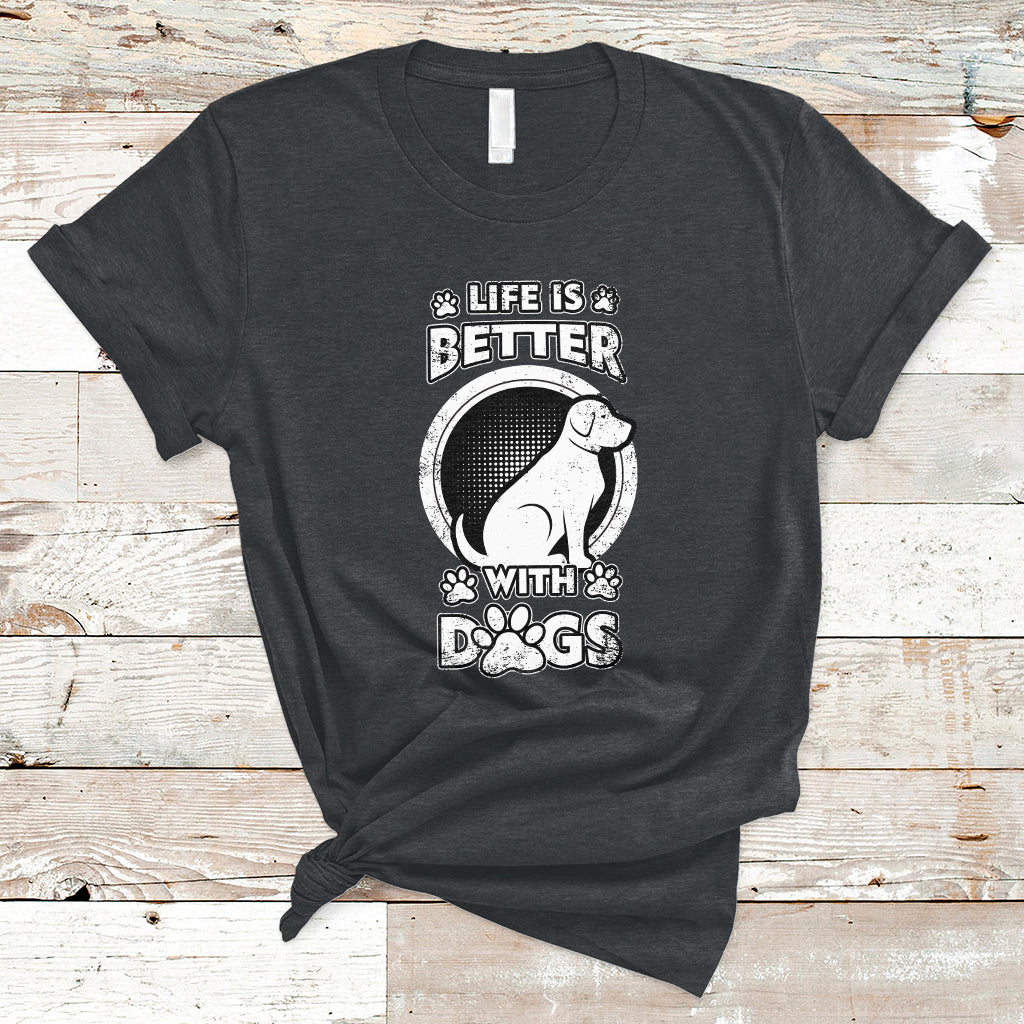 Life Is Better With Dogs Paw Print Beagle Dog Lover Pet Day T-Shirt - Wonder Print Shop