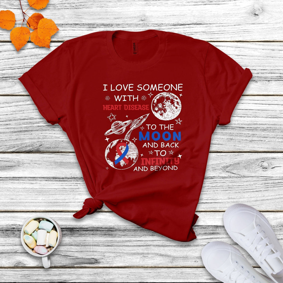 I Love Someone With Heart Disease To The Moon And Back CHD T Shirt - Wonder Print Shop