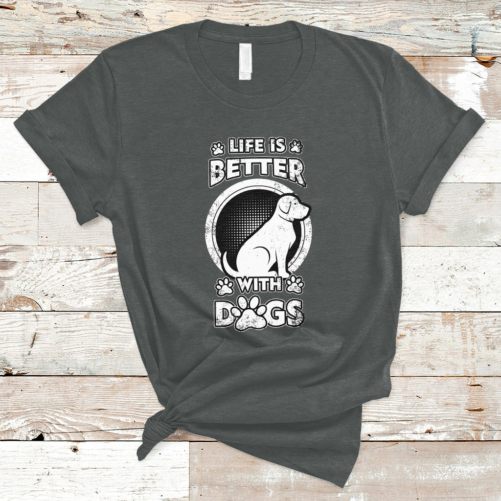 Life Is Better With Dogs Paw Print Beagle Dog Lover Pet Day T-Shirt - Wonder Print Shop