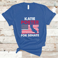 Retro Katie Porter 2024 Whiteboard For Senate California Democrat American Flag T-Shirt - Wonder Print Shop