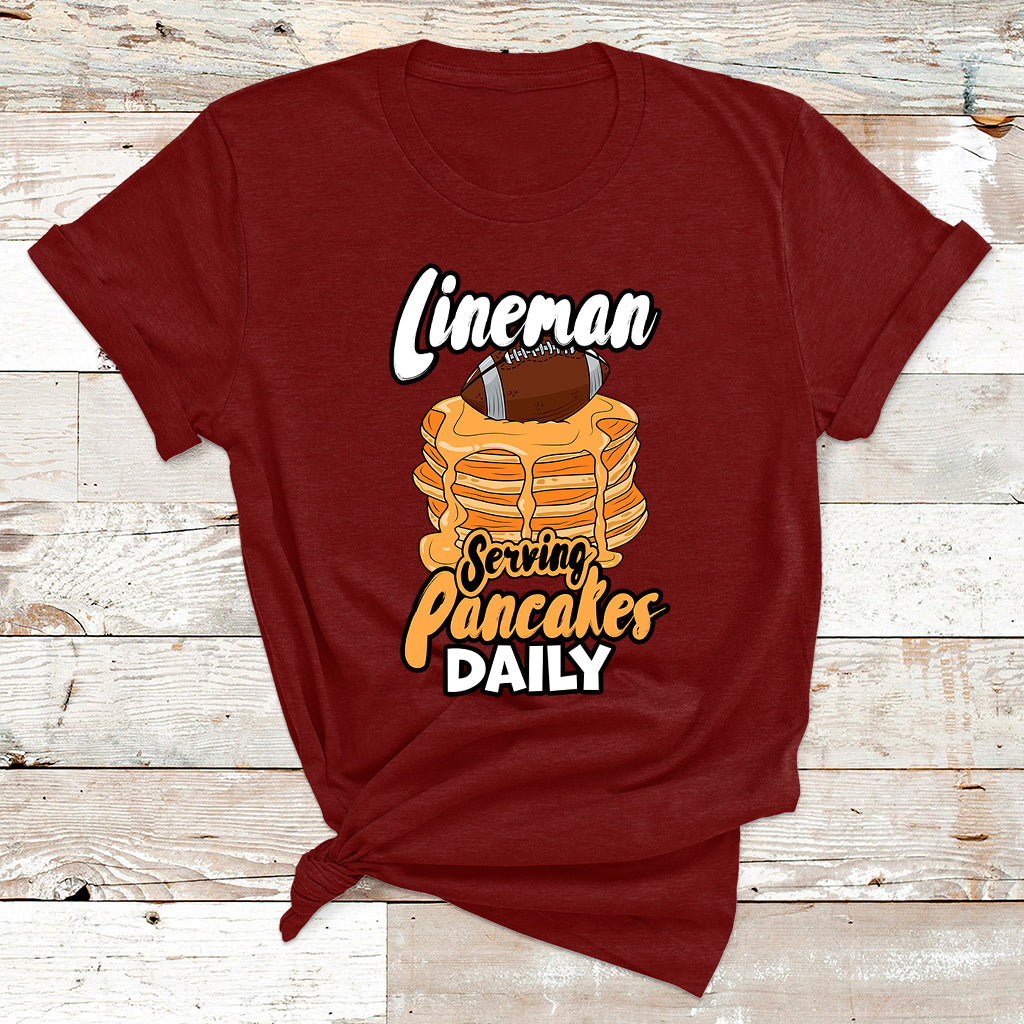 Lineman Serving Pancake Daily Funny Vintage Football T Shirt - Wonder Print Shop